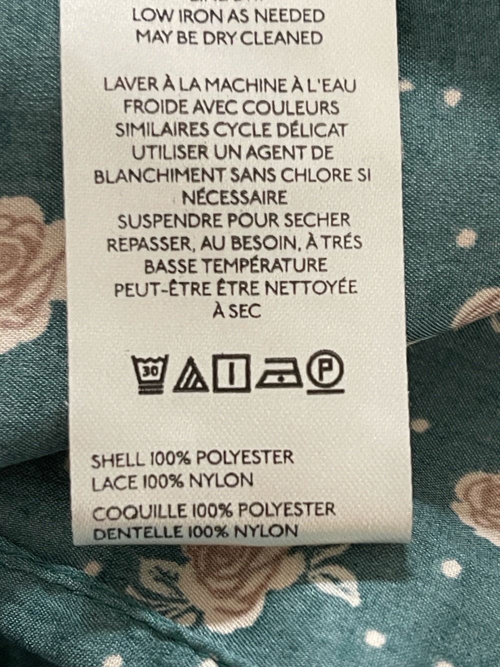 Free People Field Of Roses Button-Front Long Sleeve FloralSatin Teal Blouse NWOT - Picture 10 of 10